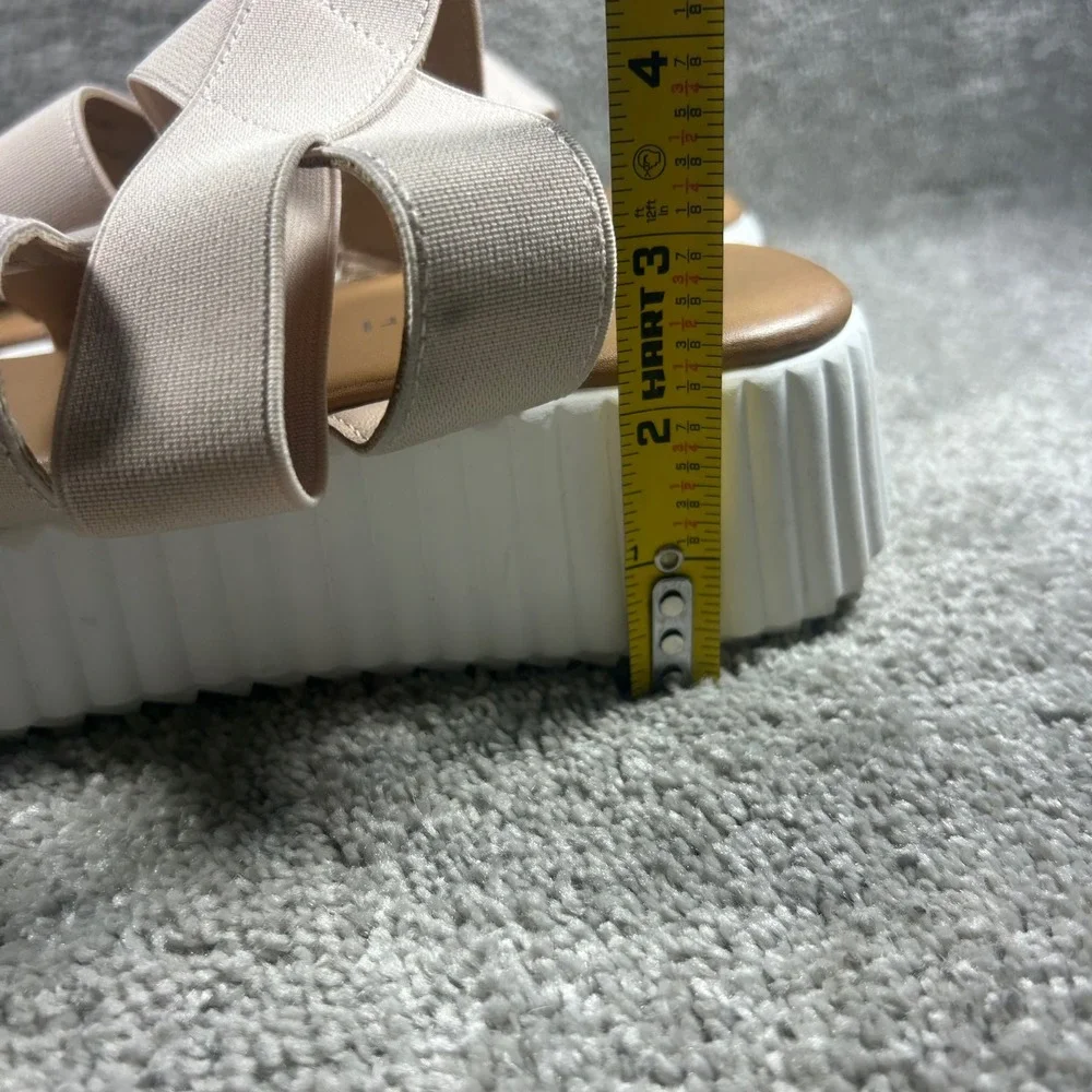 Madden Girl Platform Sandals Beige Elastic Strap Womens Size 9.5